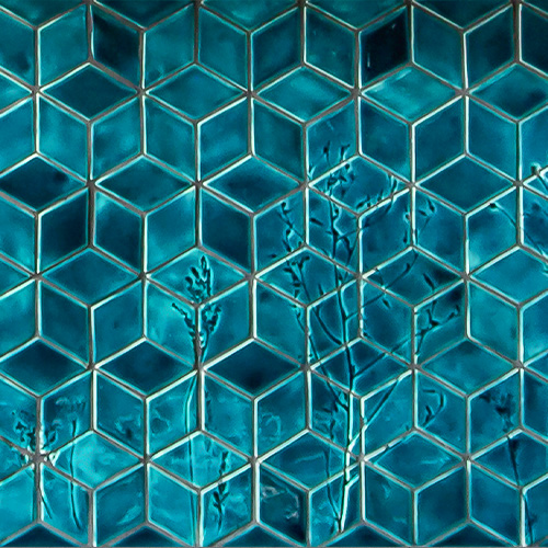 Udržitelné a ekologické interiéry na míru Tileme textura obkladacky diamanty modrekytky 500